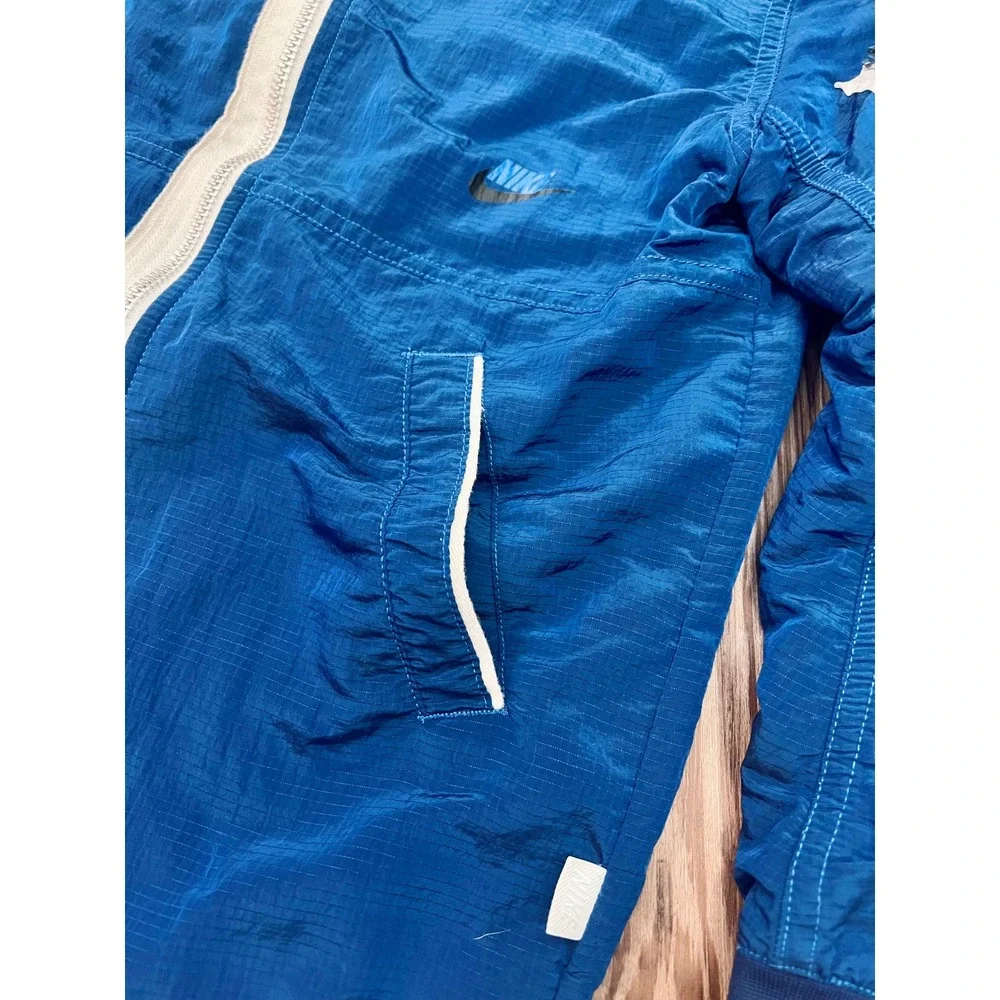 Nike Kids Blue Ripstop Nylon Full Zip Bomber Jacket Utility Sleeve Pocket Size M